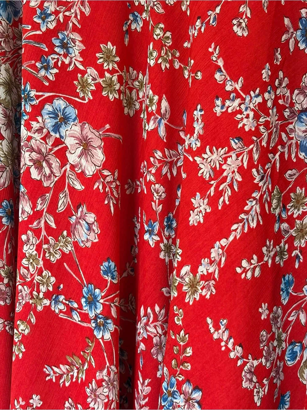 NWT Coldwater Creek Red Blue Floral Maxi Skirt Medium